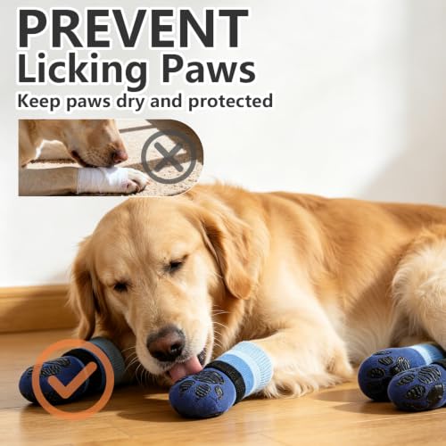 Non Slip Dog Socks for Hardwood Floors to Prevent Licking Paw XL (X-Large(6 Pack) / Blue)