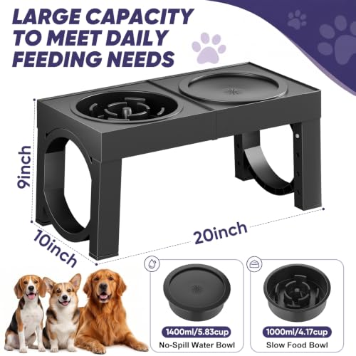 Elevated Dog Bowls Large Breed Raised Dogs Bowl Stand Large (A-Black)