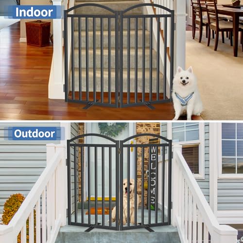 Metal Freestanding Dog Gates (Black / 40''W × 36''H)