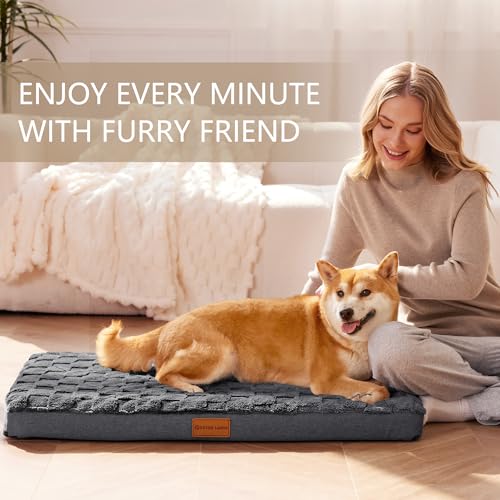 Orthopedic Large Dog Bed Pet Crate Mat 48''X30'' Dark Grey (Dark Grey / 48"L x 30"W x 3.5"Th)
