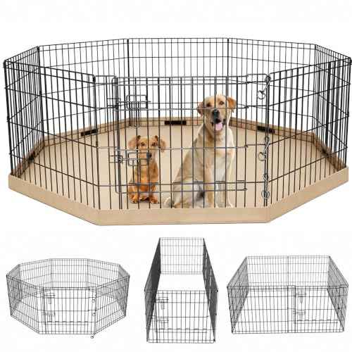 Foldable Metal Dog Exercise Pen (Tan / 24''H)