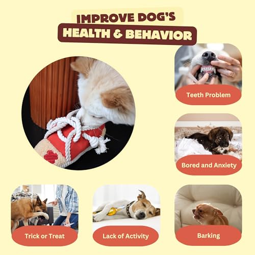 2 Pack No Stuffing Squeaky Dog Toys for Small (Shoes Rope)