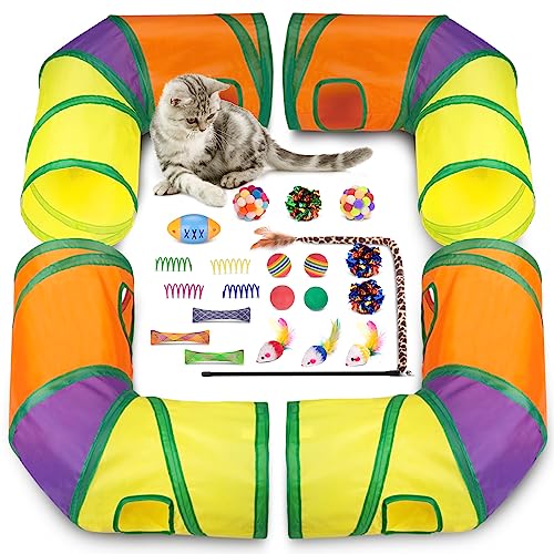 Interactive Cat Toys for Indoor Cats Kitten (Extra Large Cat Tunnel Toy Set)