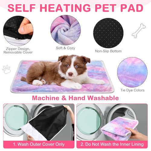 4 Pack Self Heating Cat Bed Cat Self Warming Pad with Removable Cover Extra Warm Thermal Pet Pad Washable Pet Crate Mat Anti Slip Kennel for Indoor Outdoor Pets (20 x 28 Inches)