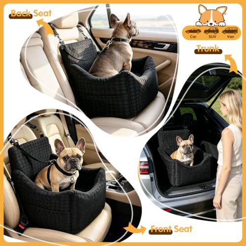Dog Car Seat for Small Medium Dogs Under 35lbs (Black)