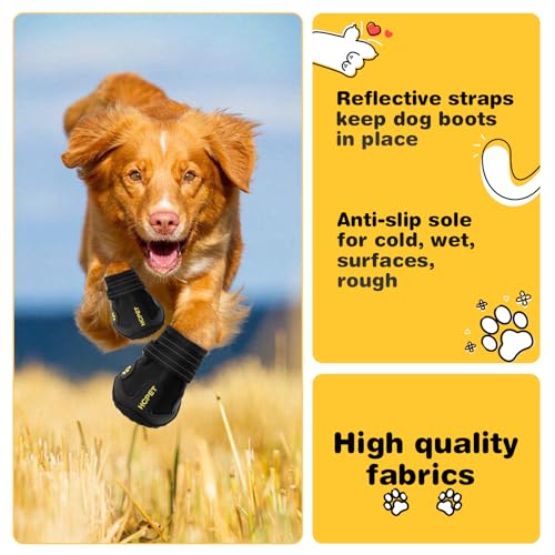 Dog Boots Dog Shoes for Large Dogs (Black / Width 2.36 in)