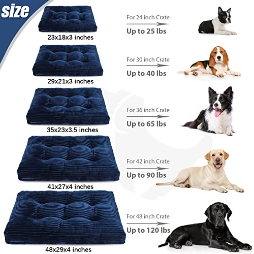 Washable Dog Crate Bed Kennel Mat for Large Dogs (Blue / 41.0"L x 27.0"W x 3.5"Th)