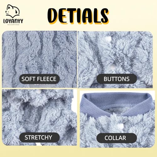 Plush Dog Pajamas for Cold Weather 4 Legged Clothes for Dog Cat Stretchy Puppy Kitten Onesie with Buttons Warm Soft Pet Jumpsuit Winter Coat Blue X (X-Large / Blue)