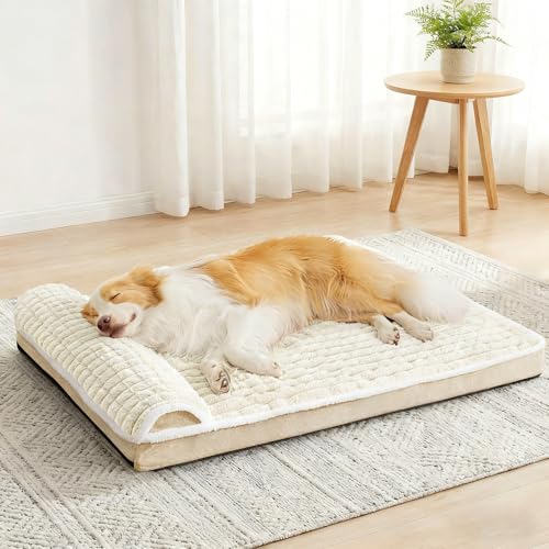 Orthopedic Large Dog Bed Pillow Pet Sofa Bed 42''X28'' Ivory (Ivory / 42"L x 28"W x 3.5"Th)