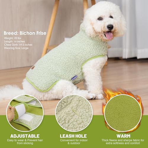 Sherpa Dog Coat Reversible Dog Jackets for Medium Dogs (X-Large (22-28lbs) / Green)