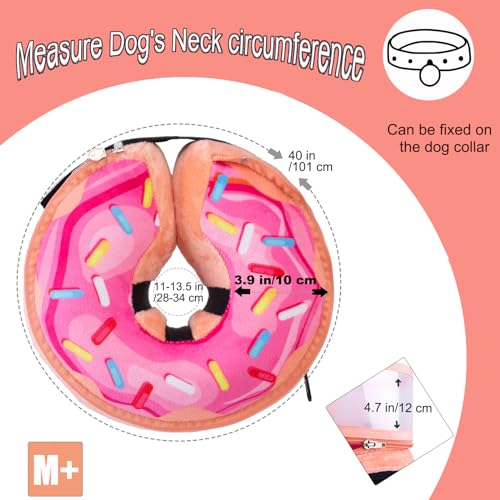 Inflatable Dog Cone Collar with Enhanced Anti (Medium+ / Donut Pink2)