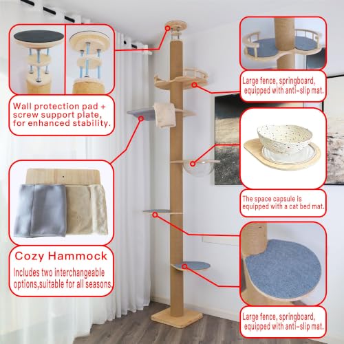 Floor to Ceiling Cat Tree Height (5-tier cat tree)