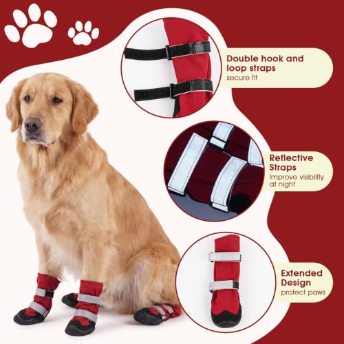 Dog Hiking Boots with High Top Non Slip Dog Shoes for Slippery Land (5#)