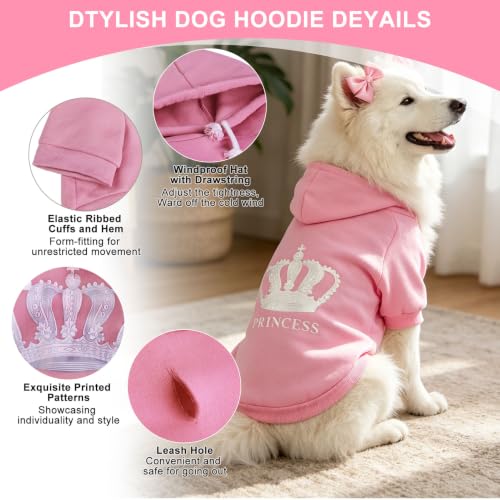 Princess Dog Hoodie (L (Back: 20",Chest: 28", Neck: 21") / Pink(Prinecss))