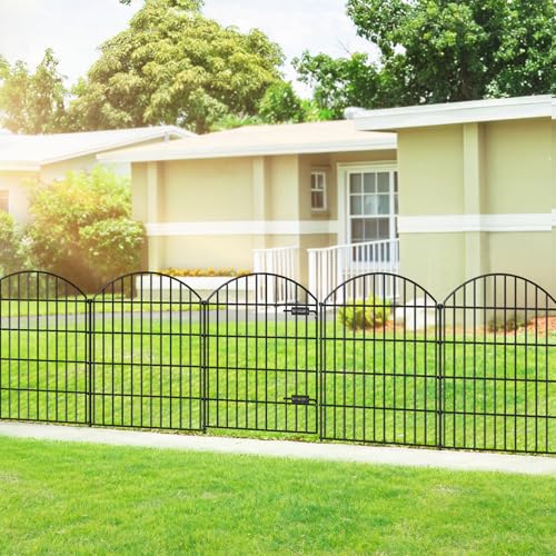 Metal Garden Fence with Gate 36 in x 23.3 ft (36"Hx23.3ft (Gate+9Panels))