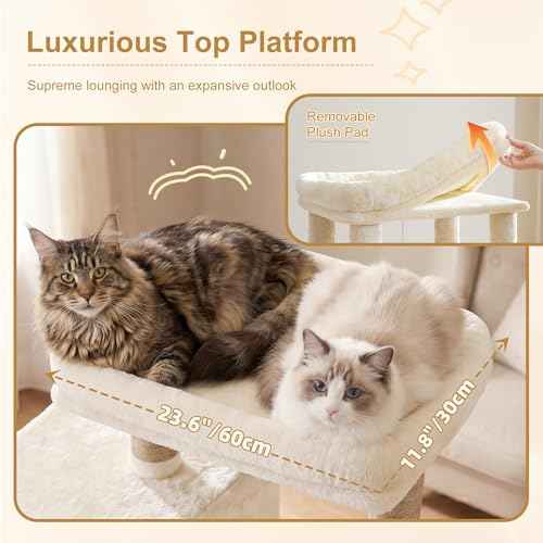 68.1" Cat Tree with Oversized Top Platform & Wide Base HCT059MJ (Beige / 68.1 inch)