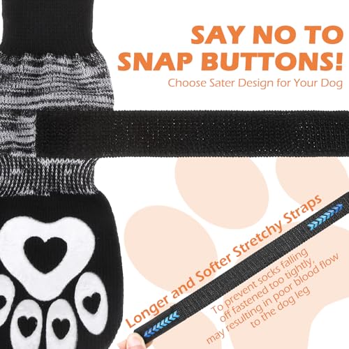 Dog Socks to Prevent Licking Paws with Grippers for Hardwood Floors Anti Slip (Black / Medium)