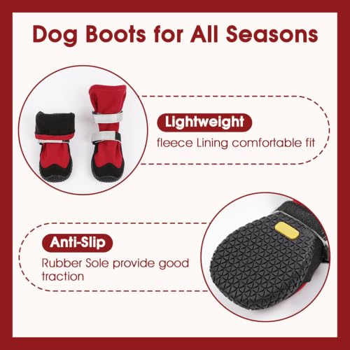 Dog Hiking Boots with High Top Non Slip Dog Shoes for Slippery Land (5#)