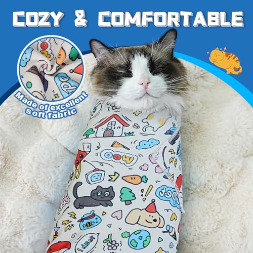 Cat Grooming Wrap for Nail Trimming (XL-31.5in ( Weight:＜ 25lbs ) / Cartoon)