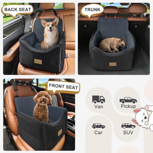 Dog Car Seats for Small Medium Dogs Under 35lbs (Black Dark Grey / Small/Medium)