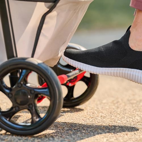 Stroller Includes 360 Degree Front Wheel Swivel (Khaki with Black Accents)