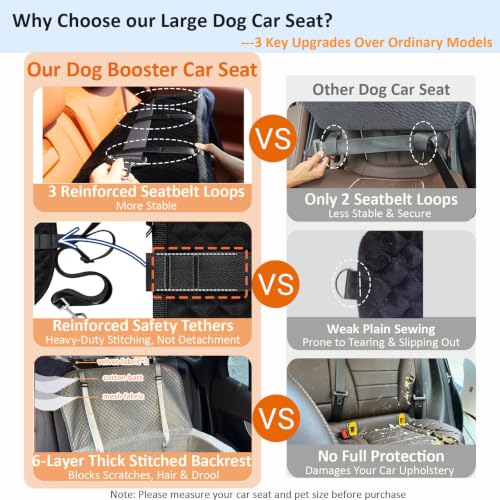 Large Dog Car Seat for Medium Sized Dogs Under 55lbs or 2 Smalls (Black/Gray / Large)