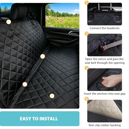 XL Dog Car Seat Cover for Back Seat with Safety Belt for Trucks (Black / Truck)