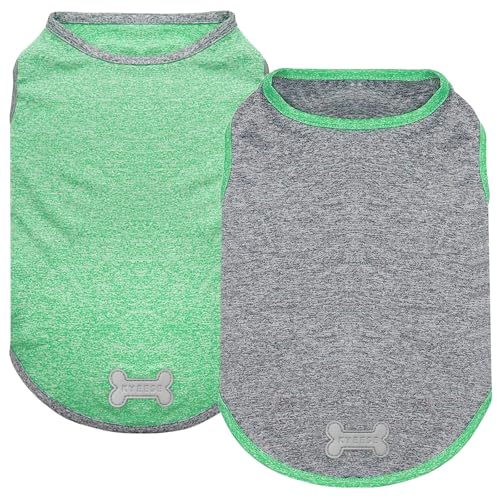 2Pack Dog Shirt for Small Dogs Sun Protection Tank Top for Summer (X-Large (18-30lbs) / 8# 2Pack (Grey+Dark Green))