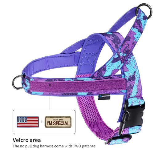 No Pull Dog Harness with Soft Padded Handle (M / Camo Purple)