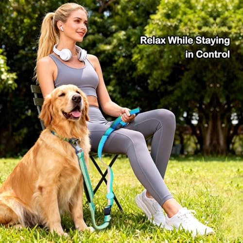 Hands Free Dog Leash with Waist Belt for Running & Walking (Tropical Wave)