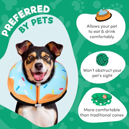 Inflatable Dog Cone Collar Alternative After Surgery Small (Blue Donut / Small [Neck:4"-7"])