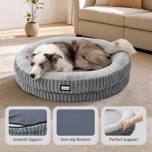 Donut Dog Bed (36.0"L x 36.0"W x 7.5"Th / Grey)