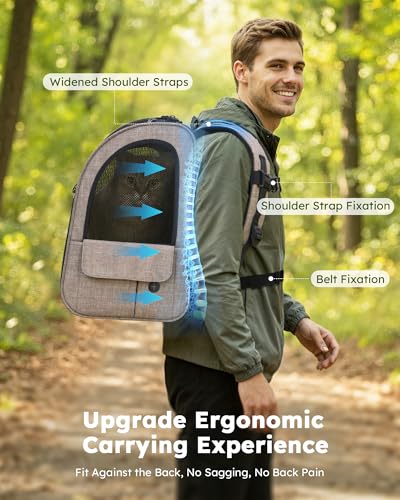 Cat Backpack Expandable (Brown / 12.6"L x 10.2"W x 16.5"H)