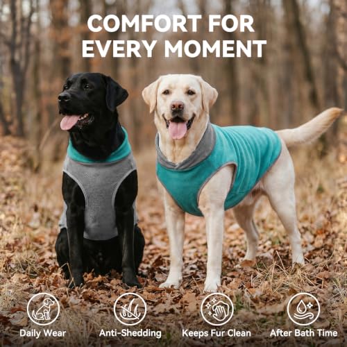 2 Pack Fleece Dog Sweater Pullover Lightweight Reflective Jacket (XXX-Large / 1# Teal & Grey)