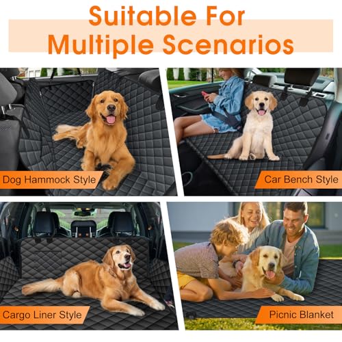 Waterproof Dog Car Seat Cover for Back Seat (Black / Large,Standard)