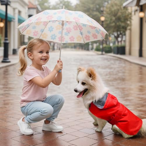 Dog Raincoat Dog Rain Jacket Hooded Poncho Waterproof Pet Rain Suit Double (Red / XL:Back Length 13-15.5")