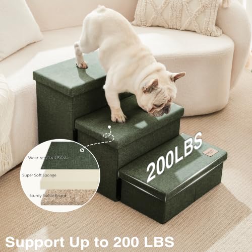 Dog Stairs for High Bed (Dark Green / 29.5" X 17" X 17.7" H)