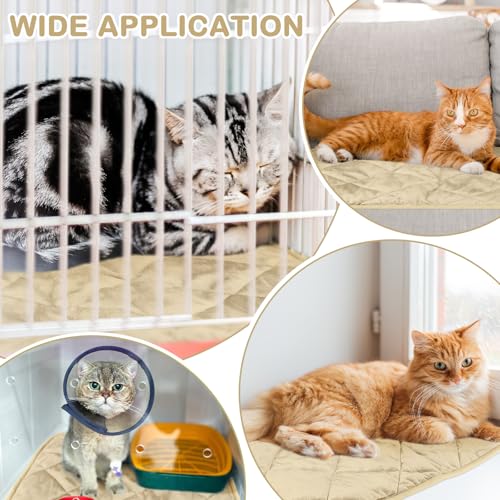 2 Pack Self Heating Cat Mat Self Warming Pet Pads Washable Kennel Mat Dog Crate Pad Reflects Body Heat Non Skid Cat Thermal Pads for Puppy Indoor Outdoor (16 x 20 inches / Beige)