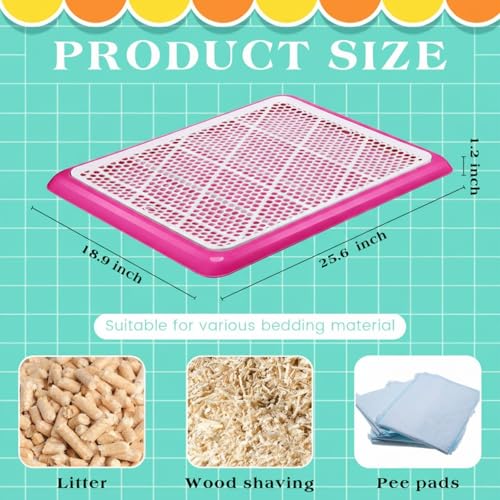 Dog Pee Pad Holder Potty Tray Portable Dog Litter Box Toilet Training for Indoor Outdoor Small Medium Large Pet Puppy (Pink / 25.59 x 18.9 Inches)