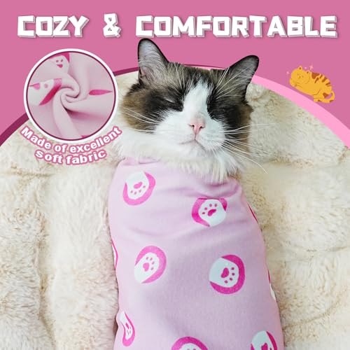 Cat Grooming Wrap for Nail Trimming (M-21.6in ( Weight:＜ 6lbs ) / PinkPaw)