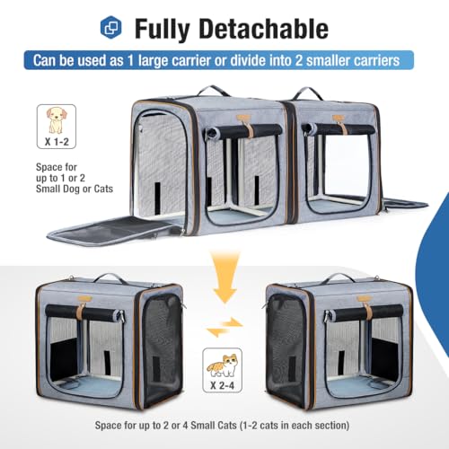 Large Cat Carrier for 2 Cats (Grey)