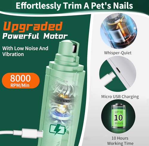 2-in-1 Cat & Dog Nail Clippers with Grinder and Dual LED Lights (Green 2)