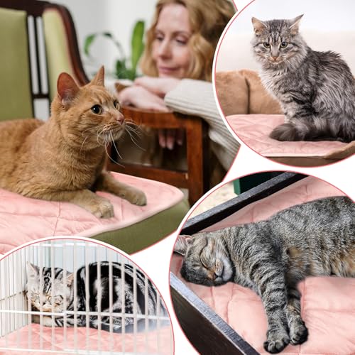 4 Pack Self Heating Cat Pad Self Warming Dog Mat Reflects Body Heat Extra Warm Thermal Pet Pad Washable Dog Cat Bed Crate Bed Mat Blanket (16 x 20 Inch / Pink)