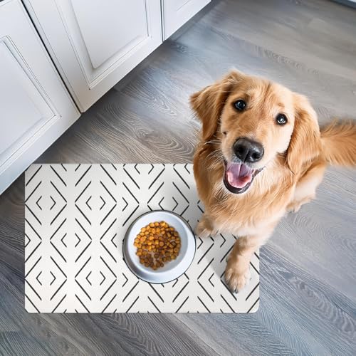 Dog Mat for Food and Water (12"L x 18"W / Crossed the Line)