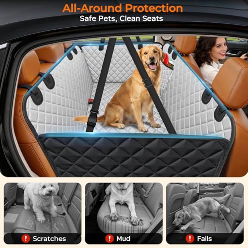 Dog Car Seat Cover for Back Seat (Light Gray / Standard - 54" Length)