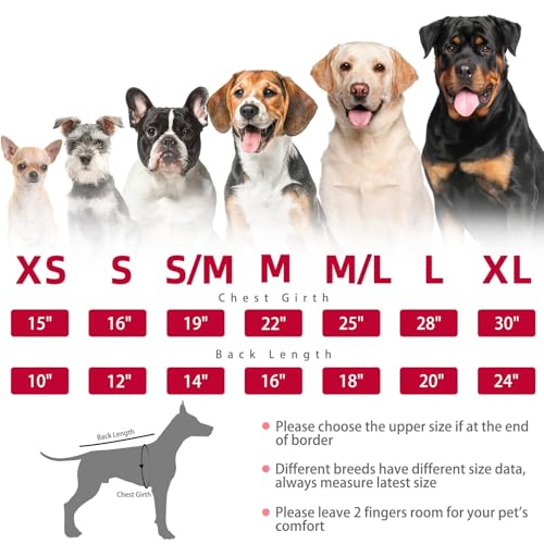 Dog Sweaters for Large Medium Small Dogs (M/L - Chest 25", Back 18" / Red&Black)