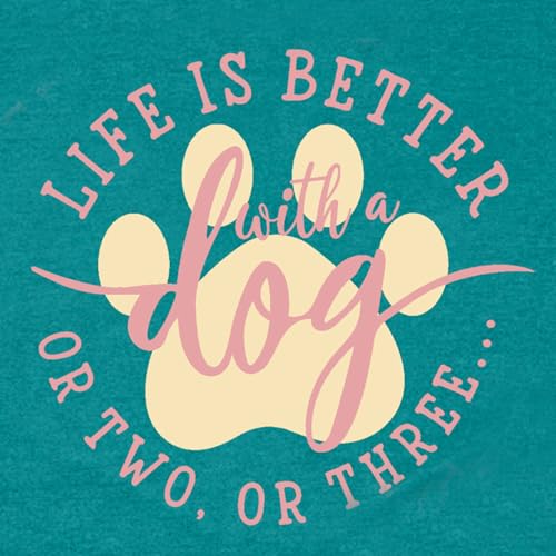 Dog Shirts for Women Dogs Mom Shirt Pet Paw Lover Tees Life is Better with a Dog Short Sleeves Cyan (Cyan / Medium)