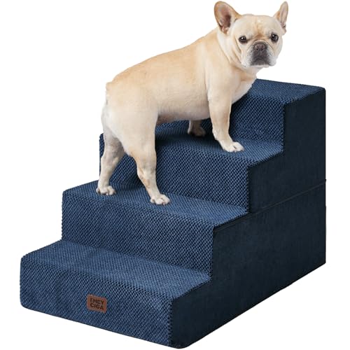 Dog Stairs for Bed 20" H (Navy / Extra Wide 16.5" x 28" x 20")