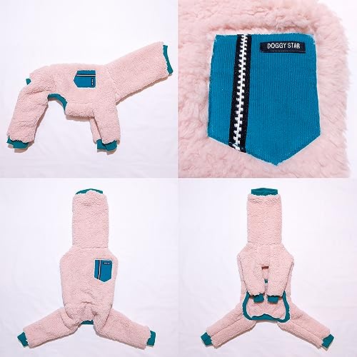 D Doggy Star Italian Greyhound Sweater Turtleneck Outfit Warm Fleece Onesie Clothes Whippet for Dog Coat (3XL / Green Pocket)