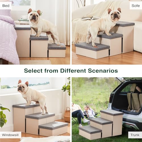 Dog Stairs for High Bed (Light Grey / 29.5" X 17" X 17.7" H)